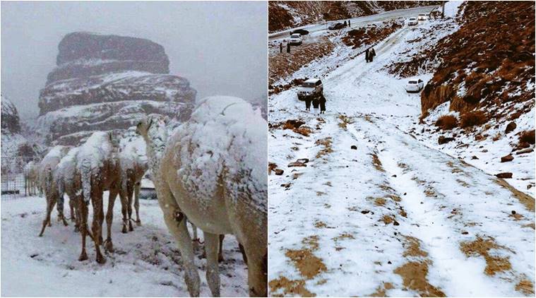 Watch: Saudi Arabia's desert covered in snow after unusual winter storm